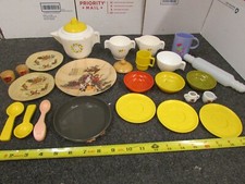 Lot of Vintage 80s Children's Kitchen Playhouse Plates Tea Pot Fisher Price, etc