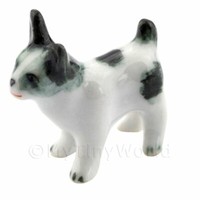 Puppenhaus Miniatur Keramik Schwarzer Und WeißEr Terrier