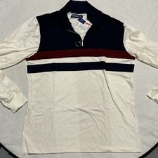 ISTINTO XL Long Sleeve Pullover Quarter Zip Blue Red White