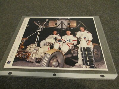1971 NASA ''APOLLO 15 CREW POSES WITH LRV'' RED SERIAL # PHOTO (MSC) HOUSTON TX.
