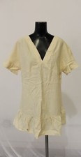 Shein Women's VCAY Solid Short Sleeve Ruffle Hem Smock Dress JL3 Beige Medium