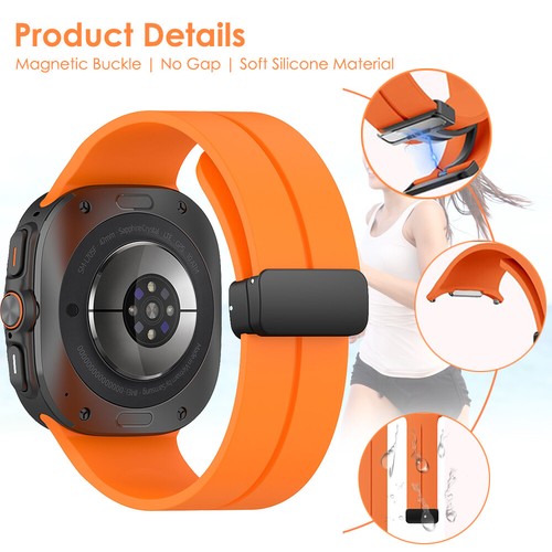 For Samsung Galaxy Watch 7 Ultra 47mm Magnetic Silicone Band Replacement Strap - Picture 3 of 12