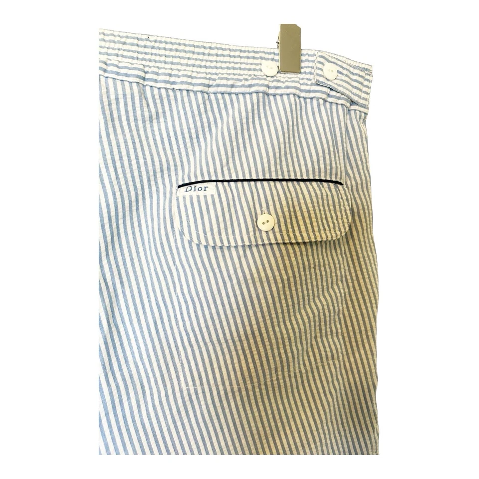 Pantalones Cortos T28 Christian Dior Monsieur Para Hombres Seersucker Piped Rayas Talla S Barco Playa Foto 4 de 4