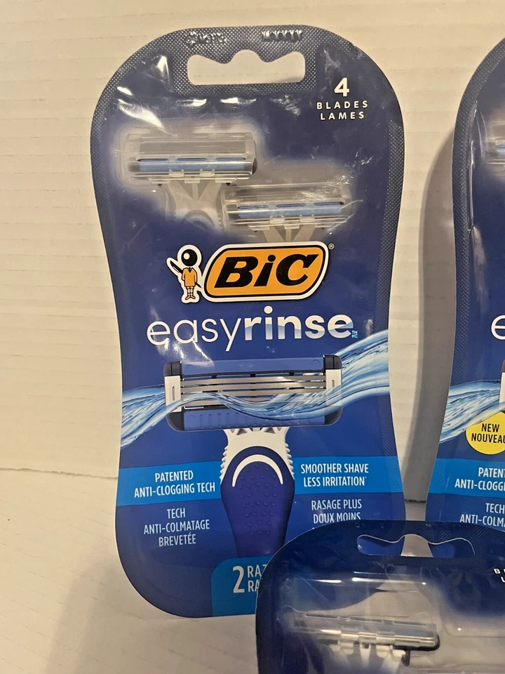 Lote de 6 maquinillas de afeitar BIC fácil enjuague anti-obstrucción 4 hojas, paquete de 2 unidades Foto 2 de 3