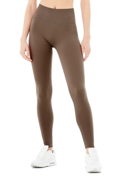 ALO Yoga Seamless High-Waist Ribbed Legging - Hot Cocoa Brown - Medium