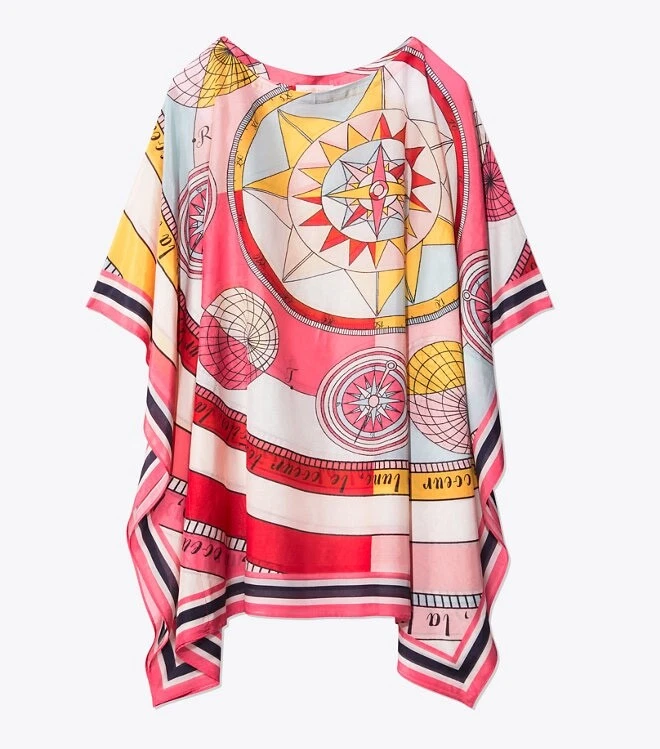 Tory Burch Tunic Constellation Beach Caftan Cover up XS S Pink Swim Coverup