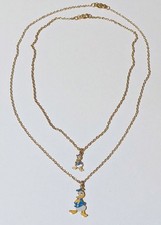 RARE VTG Walt Disney Donald Duck Enameled Gold Tone KIDS Necklaces