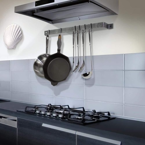 Enclume hecho a mano 24 pulgadas Estante de pared de acero martillado de fácil montaje con 6 ganchos - Imagen 5 de 5