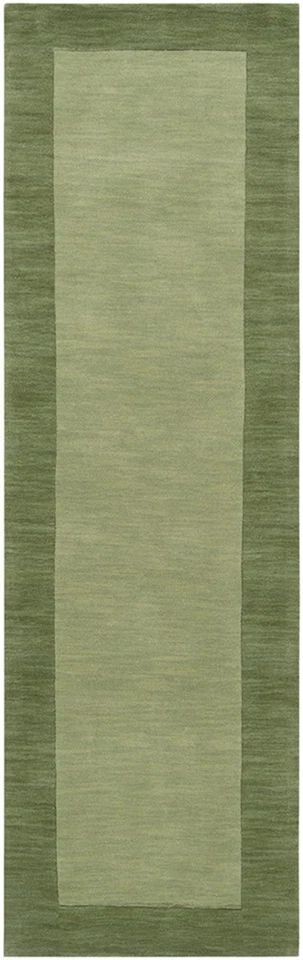 Alfombra Verde 8 Cuadrados Borde de Lana Alfombra Informal Contemporánea - Aprox 8' x 8' Foto 2 de 2