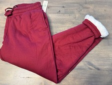 Brand new women's size Small 4-6 Fleece lined sweat pants joggers burgundy COZY