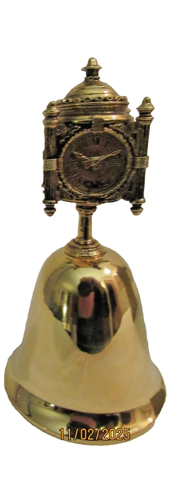 Vintage MARSHALL FIELD'S BRASS Bell with 4-sided Clock on top very Rare - Image 3 of 4