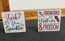 Patriotic Wooden Sign Set NEW