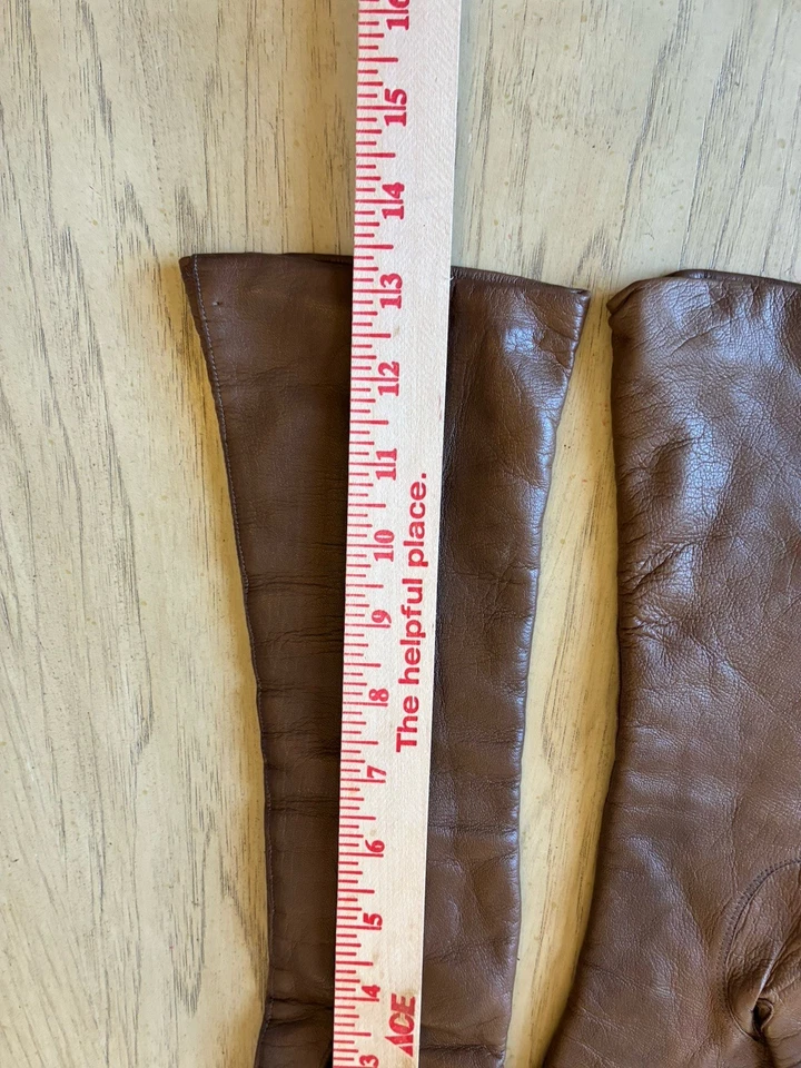 GUANTES LARGOS DE CUERO DE COLECCIÓN AÑOS 50 HECHOS EN ITALIA Glamorosos J.L. Brandeis & Sons RARO S Foto 2 de 4