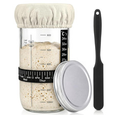 24 oz Sourdough Starter Jar Kit, Glass Sourdough Starter Jar with Date Mark, The