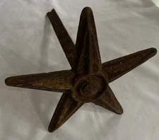 Antique Cast Iron  Architectural Salvage Building Anchor Star With Steel Bar B