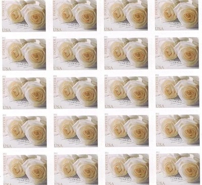 USPS 100 FOREVER STAMPS 5 SHEETS White Rose Wedding Invitations