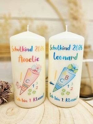 Schulkind 2026 Geschenkkerze personalisiert Einschulung Geschenk 1. Klasse