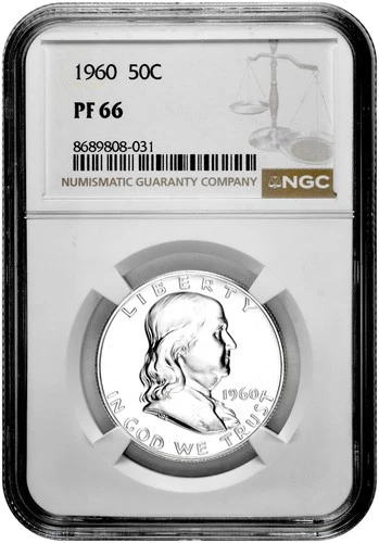 1960 50C Proof Silver Franklin Half Dollar NGC Graded PF 66 in New Holder
