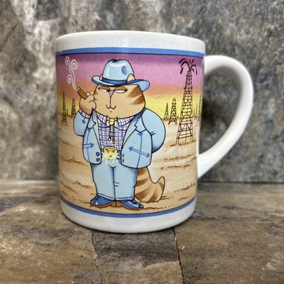 Vintage Classy Cats ''Oils Well That Ends Well'' Kaffeebecher Teetasse Applaus 1985