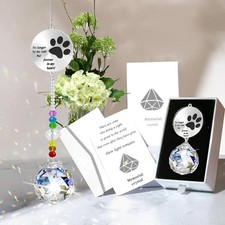 Dog Memorial Gifts for Loss of Dog, Pet Paw Print Sympathy Gifts Crystal Wind...