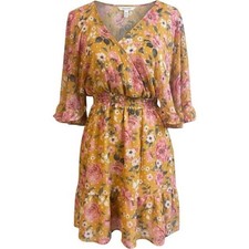 Peach Love Women's Floral Dress Medium