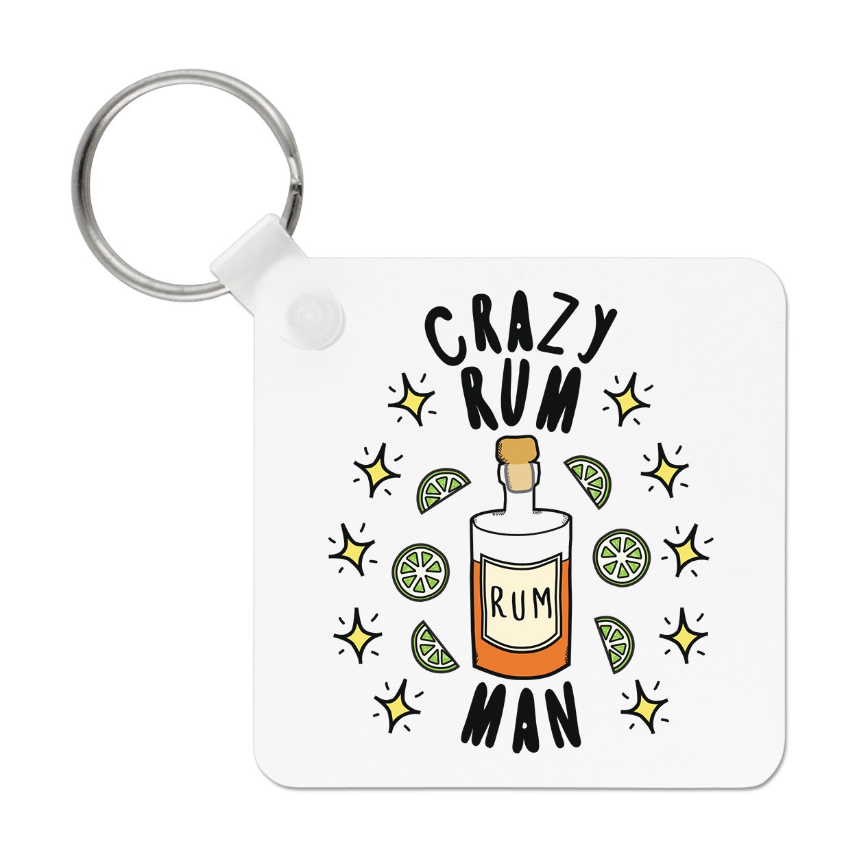 Crazy Rum Man Stars Keyring Key Chain Funny Joke Drunk Dad Fathers Day