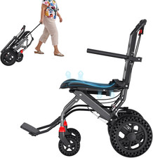 Lightweight 18" Ergonomic Transport Wheelchair for Seniors - Portable All Terr