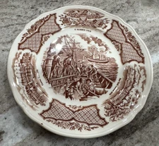 Alfred Meakin England Fair Winds Brown Ships & Flower - 7" BREAD PLATE