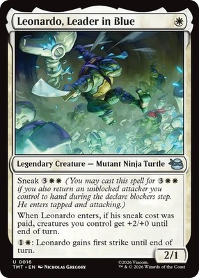 x4 Leonardo, Leader in Blue U MTG Teenage Mutant Ninja Turtles M/NM, English
