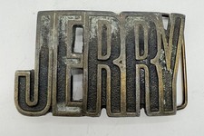 Vintage 70's Cut Out Name JERRY Brass Belt Buckle Spell Out