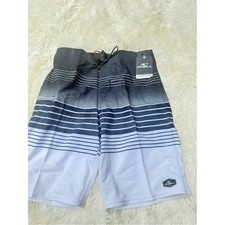 O'Neill Boys Black White Gradient Stripe Swim Board Shorts