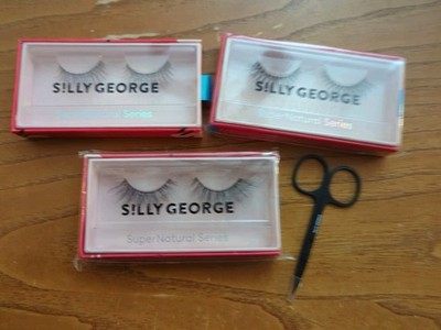 3 New SILLY GEORGE Super Natural Eyelashes Make-Up Present Night Out Beauty