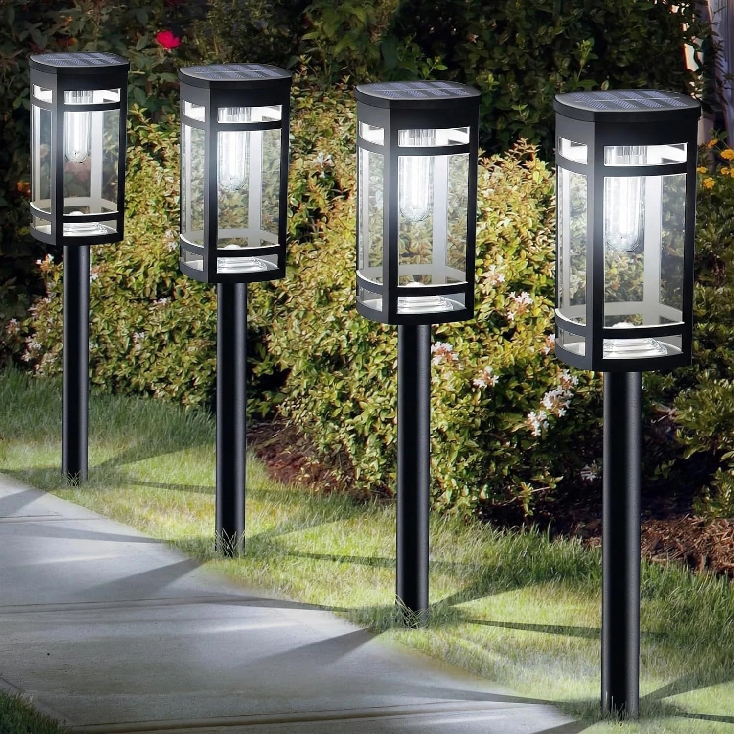 16 Pack Waterproof Solar Lights for Garden Pathway - Cool White Landscape Lighti