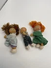 Vintage 1980 CABBAGE PATCH KIDS MINI 4" Clip-On HUGGER  Doll YARN HAIR Lot Of 3