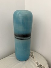 Large Statement Vase In A Blue with Black Band Design