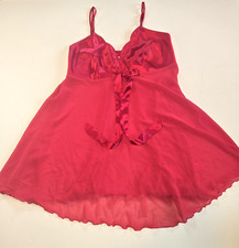Victoria's Secret Angel Vintage Red Babydoll Satin Bow Chemise Nightie Size Med