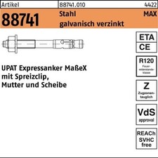 10er PACK(Stk) UPAT 088741001000160300 Expressanker R 88741 MAX 16/300/423 Stahl