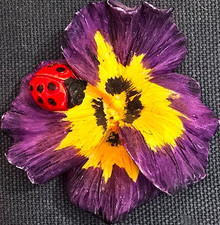 Flower with Ladybug Resin Fridge Magnet