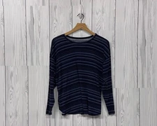 Westbound t shirt womens size petite large long sleeve blue patterned pullover