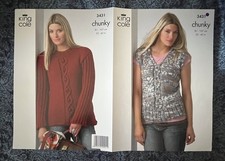 Pre-owned Knitting Pattern - King Cole 3431 Ladies Sweater & Top - 32-42” Chunky