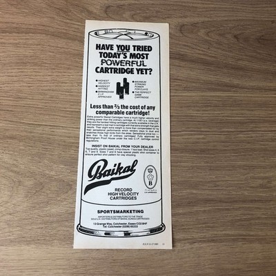 GUNS157 MAGAZINE ADVERT 12X5 BAIKAL HIGH VELOCITY CARTRIDGES