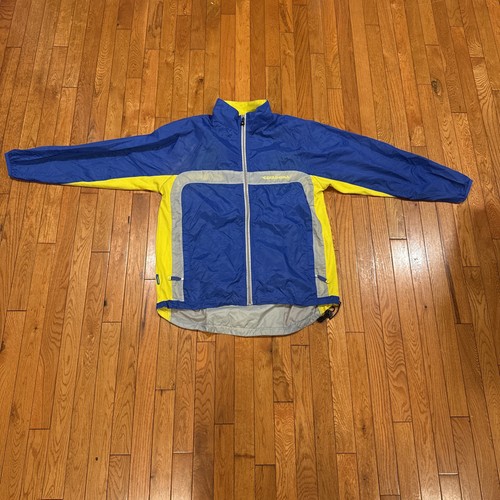 Diadora, VINTAGE 90s Diadora Track Jacket Mens Large Blue Yellow Grey Wind Breaker Retro