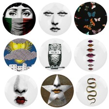 Modern Ceramic Wall Hanging Plate Lady Face Red Lips Decorative Painting Dish
