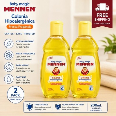 2 Pack Baby Magic Mennen Hypoallergenic Cologne Fresh Fragrance 200mL Each