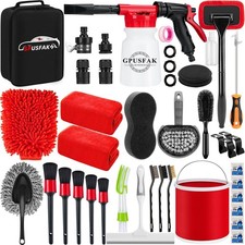39Pcs Car Wash Cleaning Kit with Foam Gun Sprayer Detailing Brushes Collapsib...
