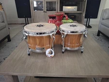 This Is A Set Hand Made HR El piernas Bongo From Colombia Natural Wood