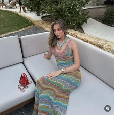 ZARA NWT WOMAN SS25 CROCHET KNIT STRAPPY LONG DRESS multicolor 3500/002