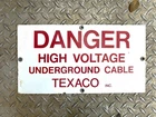 Vintage ORIGINAL 1950s Heavy Porcelain Signs Texaco Inc Underground Cable