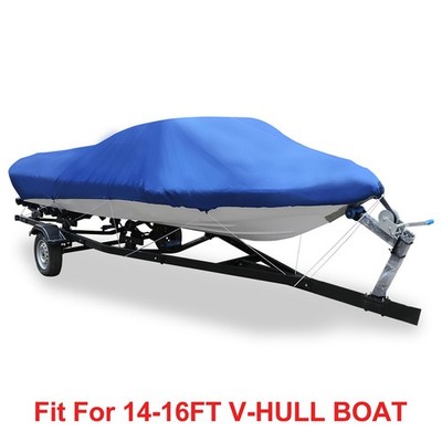 14-16ft 210D Trailerable Boat Cover Waterproof Fishing V-shape Blue 540 x 290cm