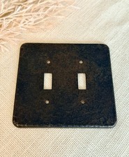 Rustic Metal Double Toggle Light Switch Plate Cover Aged Finish Farmhouse Decor
